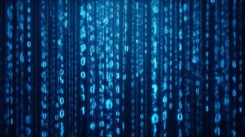 Digital Data Matrix with Glowing Binary Numbers on Dark Background video