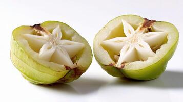 A green apple with a star cut in half photo