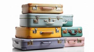 A stack of colorful suitcases photo