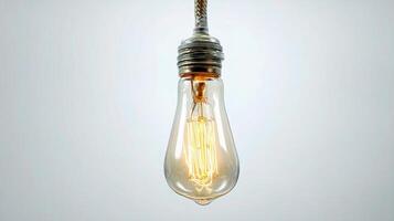 A light bulb with a rope hanging from it photo