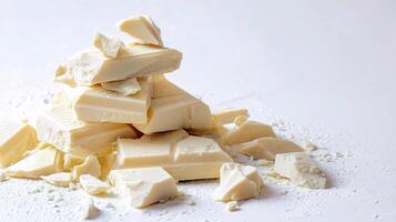 A pile of white chocolate on a white surface photo