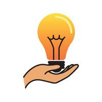 simple Creative lightbulb logo, lightbulb with hand, lightbulb icon vector