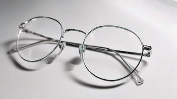 A pair of glasses on a white surface photo