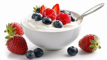 Yogurt with berries photo