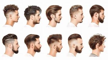 A collage of different men's hair styles photo