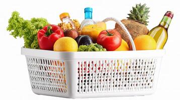 A basket filled with fruits and vegetables photo