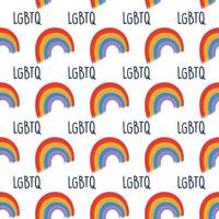 LGBTQ pride rainbows seamless pattern. Happy pride minimalistic background. Hand drawn flat design illustration. vector