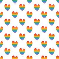 Rainbow heart pride seamless pattern. Happy pride minimalistic background. Hand drawn flat design illustration. vector
