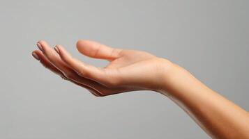 A person's hand is reaching out to touch something photo
