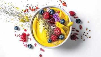 A bowl of fruit and berries with seeds and seeds photo
