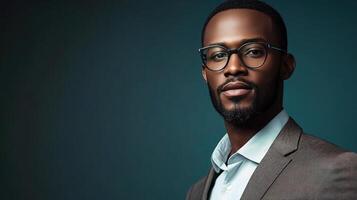 A black man with glasses and a suit photo