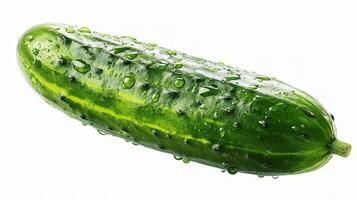 A cucumber is shown on a white background photo