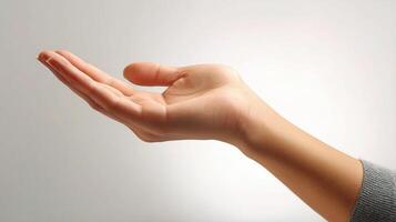 A person's hand is reaching out to something photo