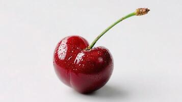 A cherry is shown with water droplets on it photo