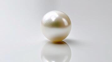A pearl on a white surface with reflection photo