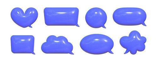 Colorful 3D inflated speech bubbles with reflective texture ideal for graphic design or social media use vector