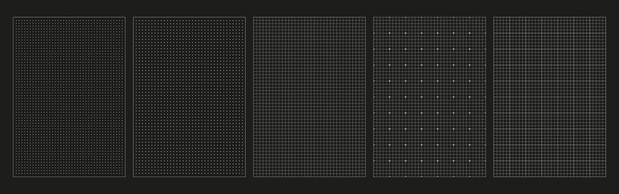 Detailed blueprint black graph shows multiple grid layouts useful for architects and designers to draft building plans or layout designs effectively.