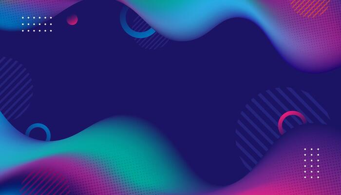 Colorful abstract background with wavy lines and geometric shapes.