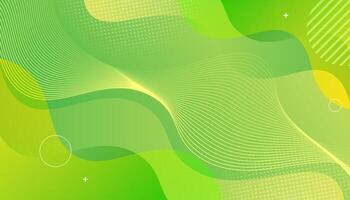 Green abstract background with wavy lines and waves. illustration. vector
