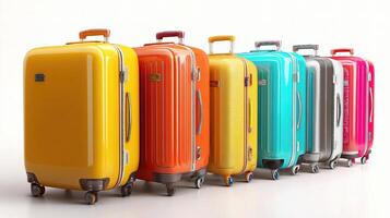 A row of colorful suitcases photo