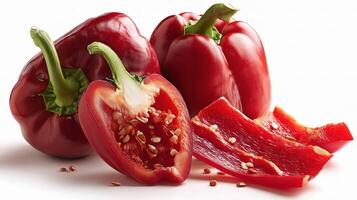Red bell pepper with seeds and seeds photo
