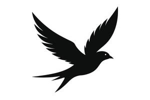 Elegant Black Swallow Bird Silhouette, Swift Flight, Dynamic Wings vector