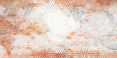 soft and textured abstract composition dominated by warm peach, terracotta, and beige tones. It features watercolor-like stains and splashes, blending organically with subtle hints of gray photo