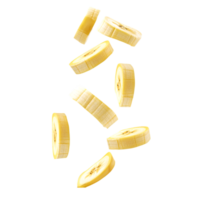 Banana Slices Floating Down Top View on Transparent Background png