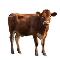 Goldberg Style Cow with Brown Fur Facing Forward on Transparent Background png