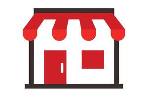 Red Storefront Icon Minimalist Design with Awning vector
