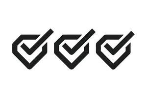 Three Rounded Square Checkmarks, Confirmed, Modern Style, vector