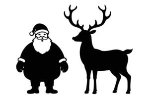 Santa Claus and Reindeer Silhouette, Christmas Icons vector