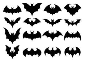 Halloween Bat Silhouette Art and Batman Symbol Logo Icon Collection vector