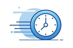 A blue clock with short dashes indicates speed and momentum on a white background vector