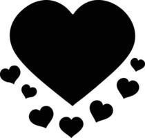 A dominant black heart shape stands amidst smaller heart shapes on a white backdrop vector