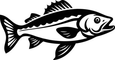 Detailed monochromatic fish shows its fin and tail in open mouthed, side view vector