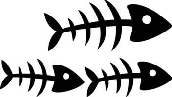 Three stylized fish bone skeletons are aligned horizontally against a plain white background vector