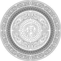 Native American round contour pattern. Geometric shapes in a circle. National ornament of America, Maya, Aztecs, Inca vector