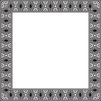 square european black monochrome ornament. Rectangular pattern, circle, ring of the Middle Ages. Revival border. Decor of palace and churches. vector