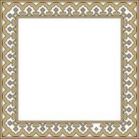 square gold with black national Persian ornament. Rectangle, frame, border, ethnic pattern of Iran, Iraq vector