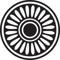 round Assyrian black monochrome ornament. Circle, border, frame of Mesopatamia. Pattern, ring ancient East. vector