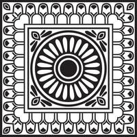 square Assyrian black monochrome ornament. Rectangle, border, frame of Mesopatamia vector