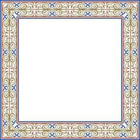 square european colored ornament. Rectangular pattern, circle, ring of the Middle Ages. Revival border. Decor of palaces and churches. vector