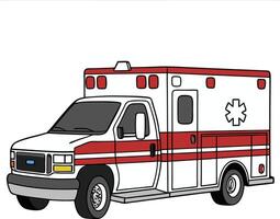 Classic Emergency Ambulance Side View Available on EPS File vector