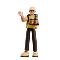 3D Delivery Character with Backpack png