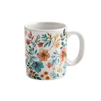 Elegant Ceramic Mug with Floral Pattern png