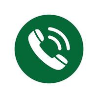 Call Button Icon Flat Phone in Green Circle vector