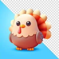 Cute turkey chicken, 3d. Suitable for farming and design elements vector