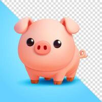 Cute farm pig, 3d. Suitable for farming and design elements vector