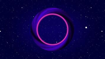 A mesmerizing view of a luminous black hole emitting a vivid glow while surrounded by a perfect cosmic ring in deep space darkness video
